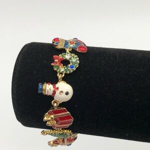 Christopher Radko Christmas Themed linked charm bracelet
